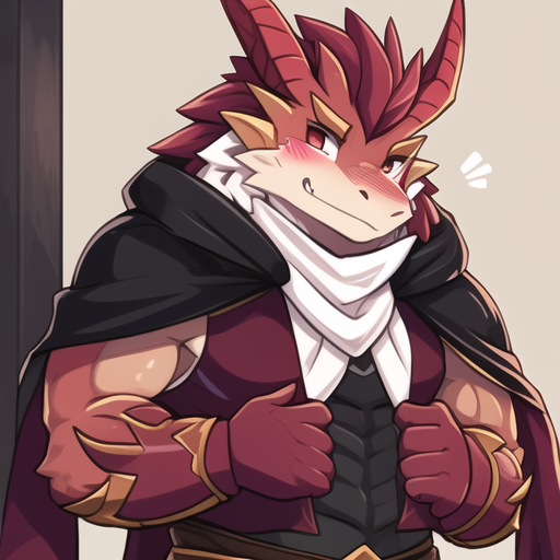 05384-3627057202-(bara,muscular),dragon,looking at viewer,head on arm,cloak,blush.png